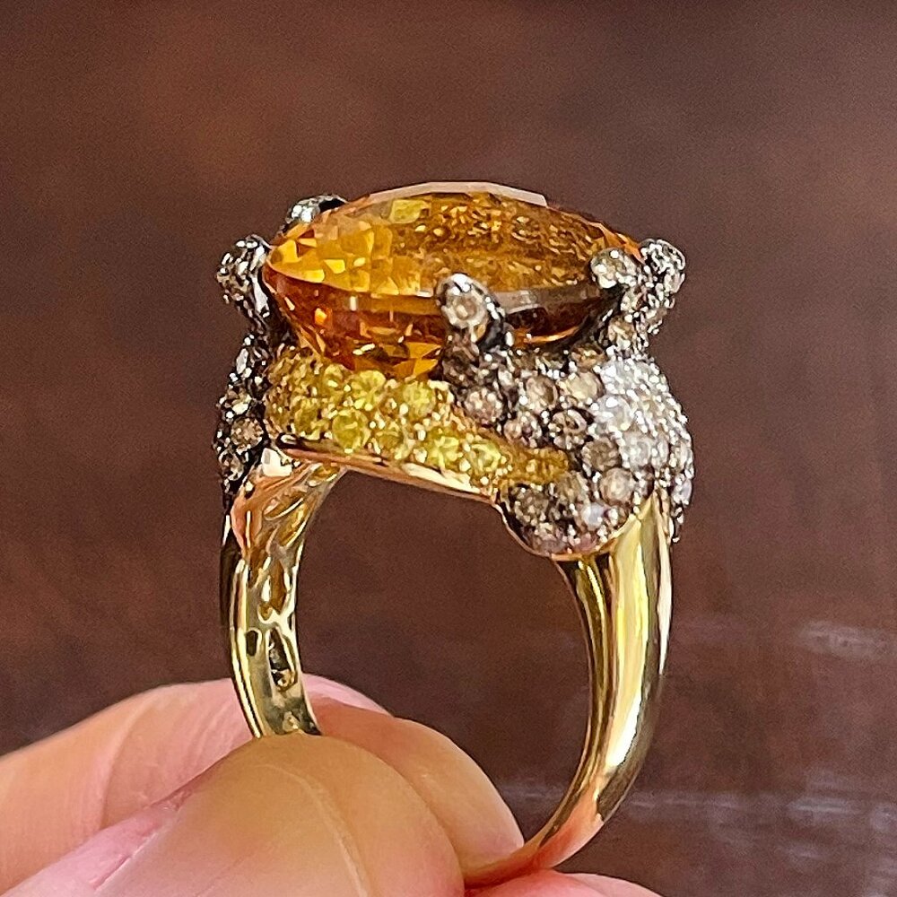 $12500 / NEW / LeVian couture 14K Gold Diamond & Gemstone Starfish Ocean Ring